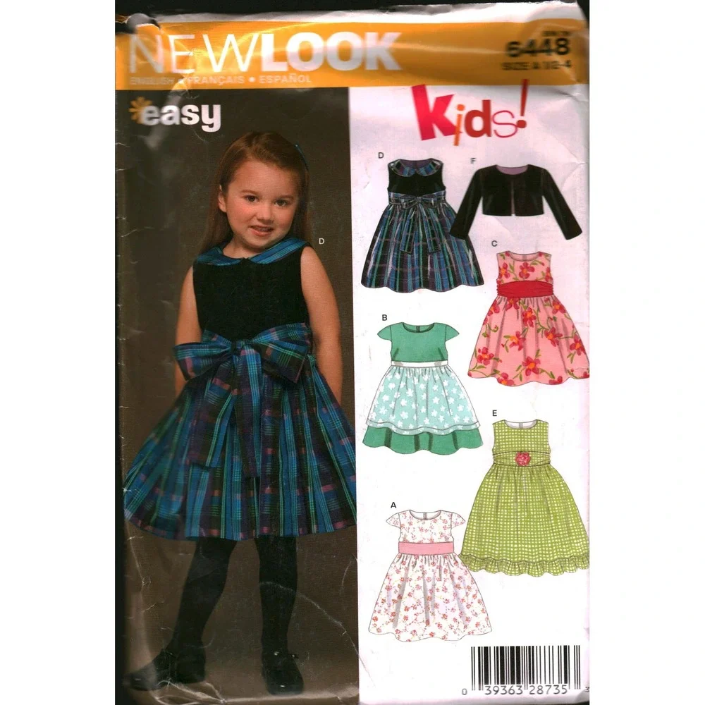 New Look 6448 Toddler Girls Dress Bolero Sewing Pattern Size 1/2-4 Easy cut